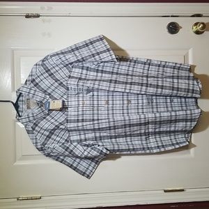 Duluth Men's Cool Plaid button down shirt measures 33x27
